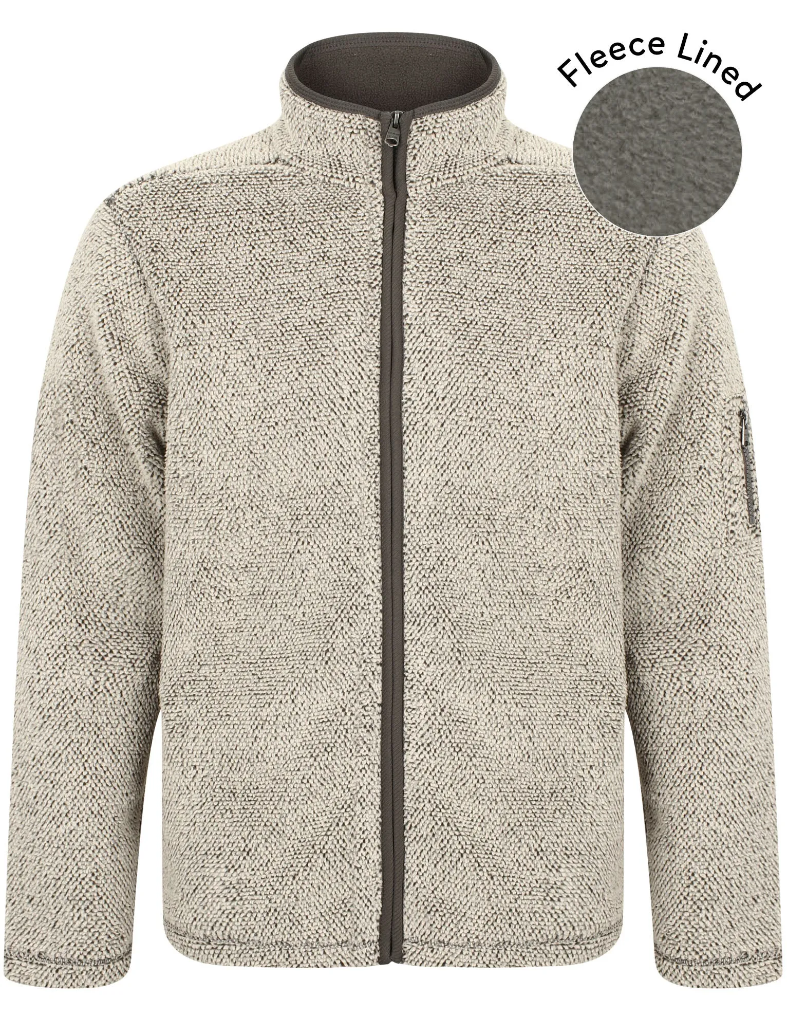 Holwood Soft Jacquard Fleece Lined Bonded Jacket In Cream / Castlerock - Kensington Eastside