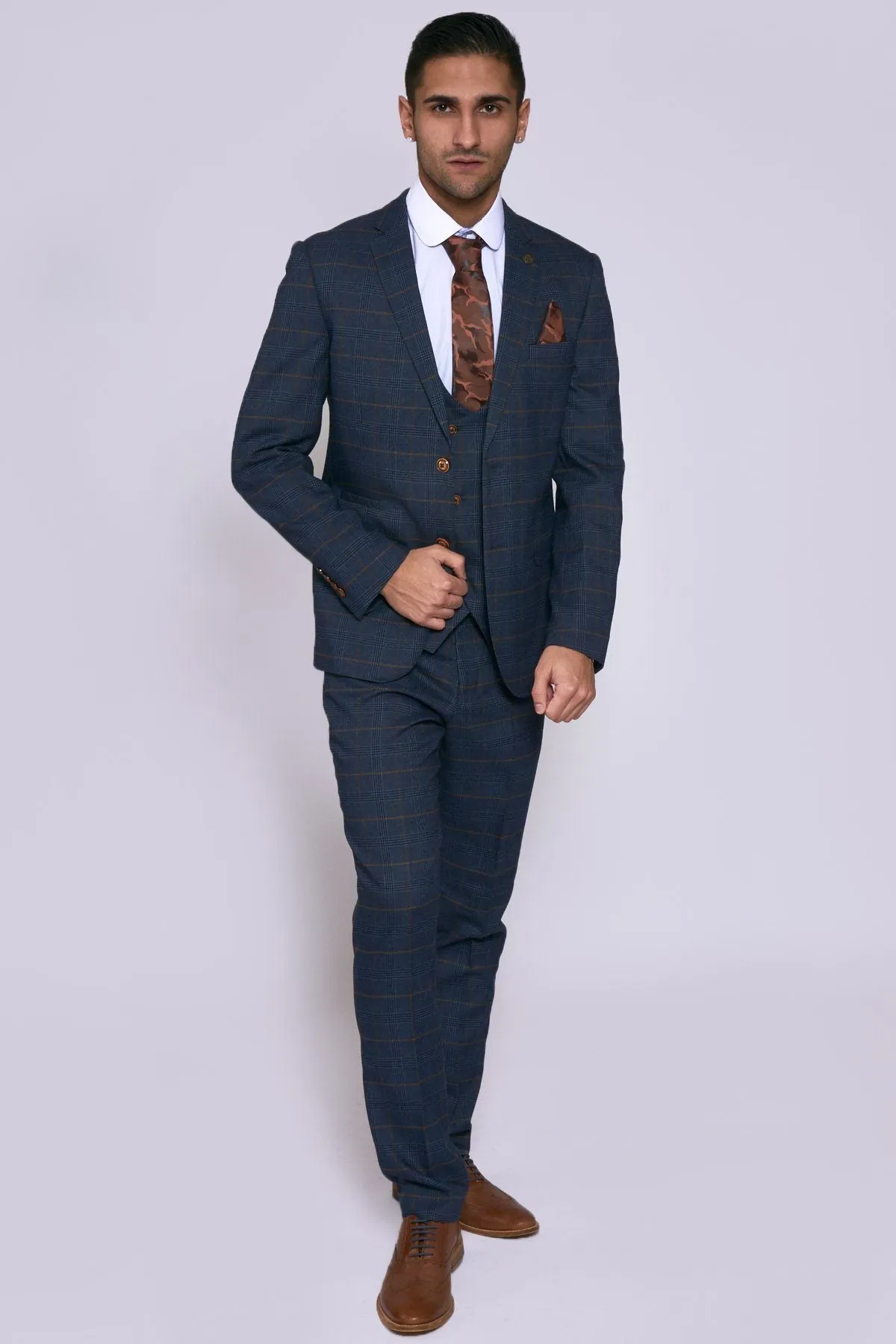 Jenson Navy Check Suit | Check Suit | Wedding Wear | Office Wear