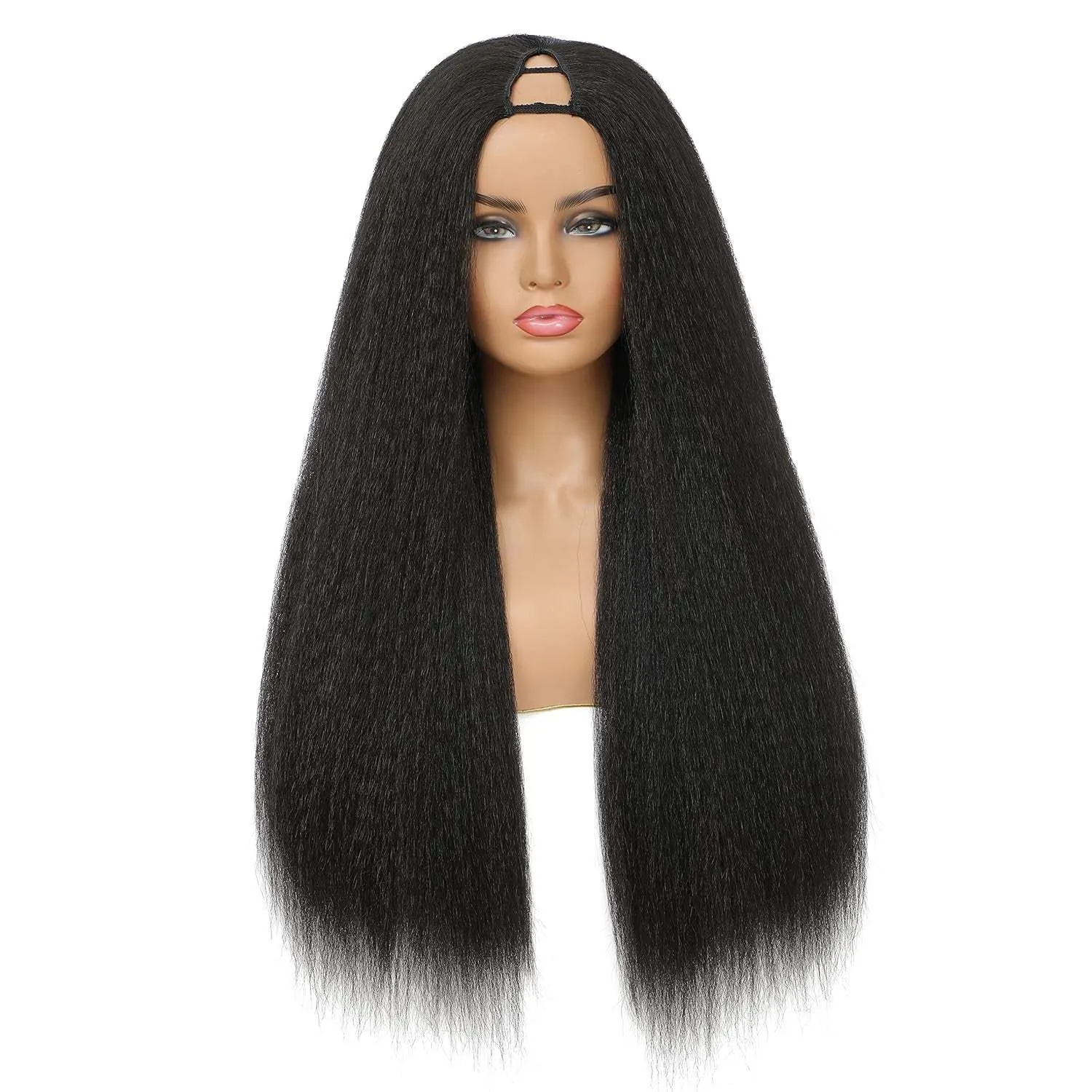 Kinky Straight V Part Wig 26 Inch Yaki Straight