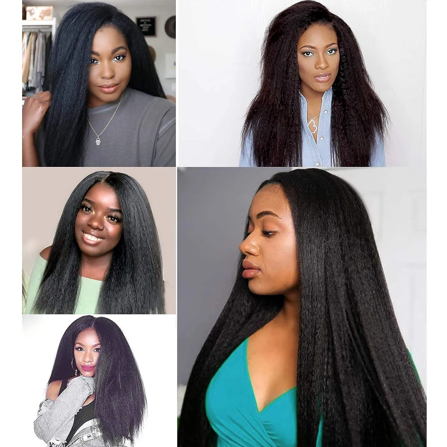 Kinky Straight V Part Wig 26 Inch Yaki Straight