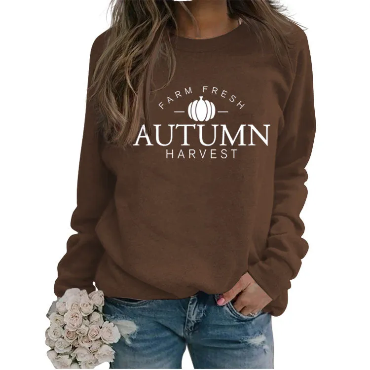 Letters Round Neck Fashion Loose Long-sleeved Large Size Sweater