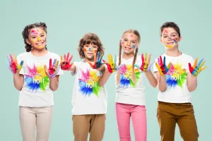 Little Color Splashes: 100% Polyester Holi Apparel for Kids' Vibrant Celebrations