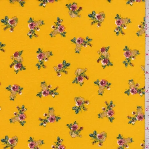 Marigold Mini Floral Cluster Double Brushed Jersey Knit Fabric