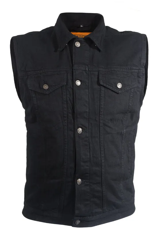 Mens Black Denim Gun Pocket Vest