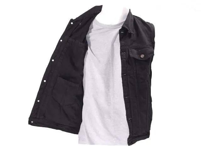 Mens Black Denim Gun Pocket Vest