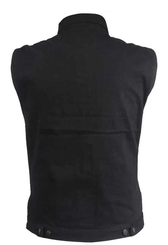 Mens Black Denim Gun Pocket Vest