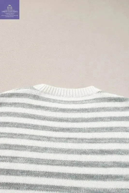 Modern Striped Drop Shoulder Crew Sweater