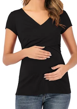 MOMSHIP Maternity Shirt Short Sleeve Nursing Tops