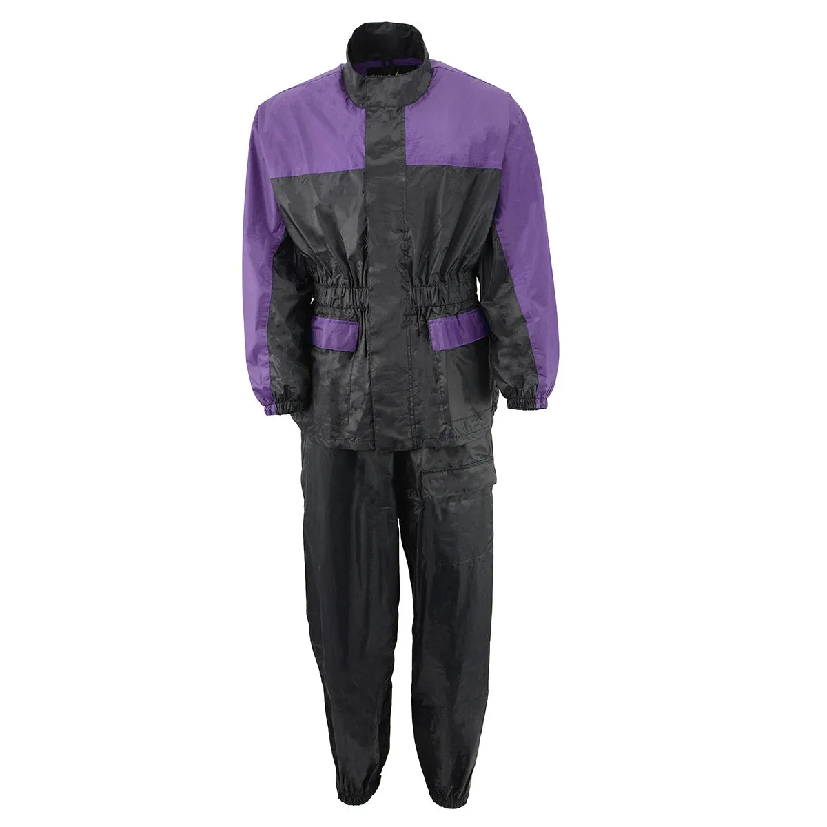 NexGen XS5031 Women's Purple and Black Water Proof Rain Suit with Cinch Sides