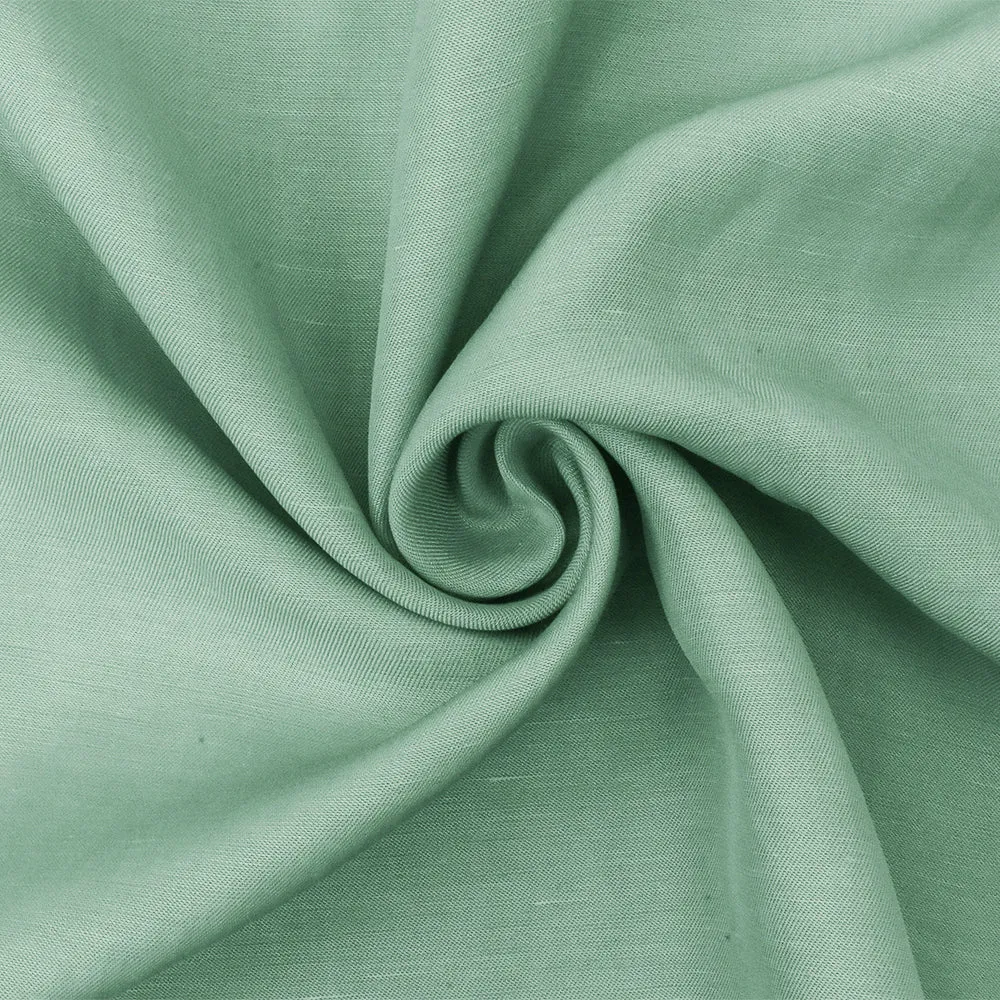 Pastel Green Famous Designer Cupro Linen Tencel Slub Woven Shirting Fabric