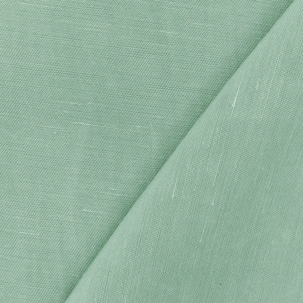 Pastel Green Famous Designer Cupro Linen Tencel Slub Woven Shirting Fabric