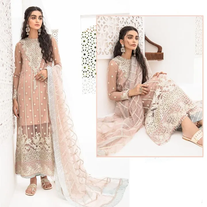 Peach Color Pure Organza Pakisatni Salwar Suit