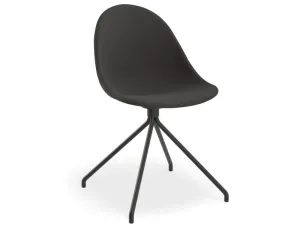 Pebble Anthracite Fabric Upholstered Chair - Pyramid Fixed Base - Black