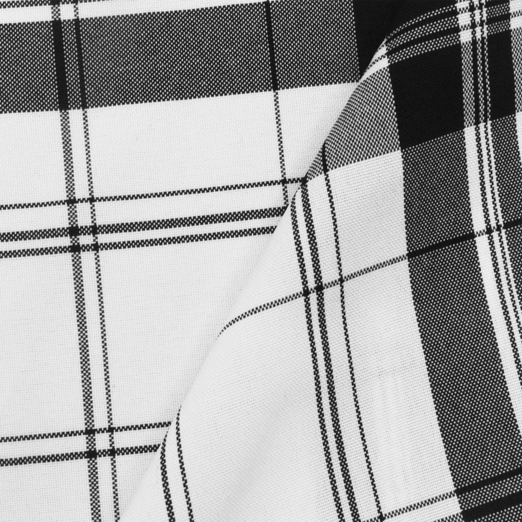 Pure White-Black Plaid Jacketing Woven Fabric