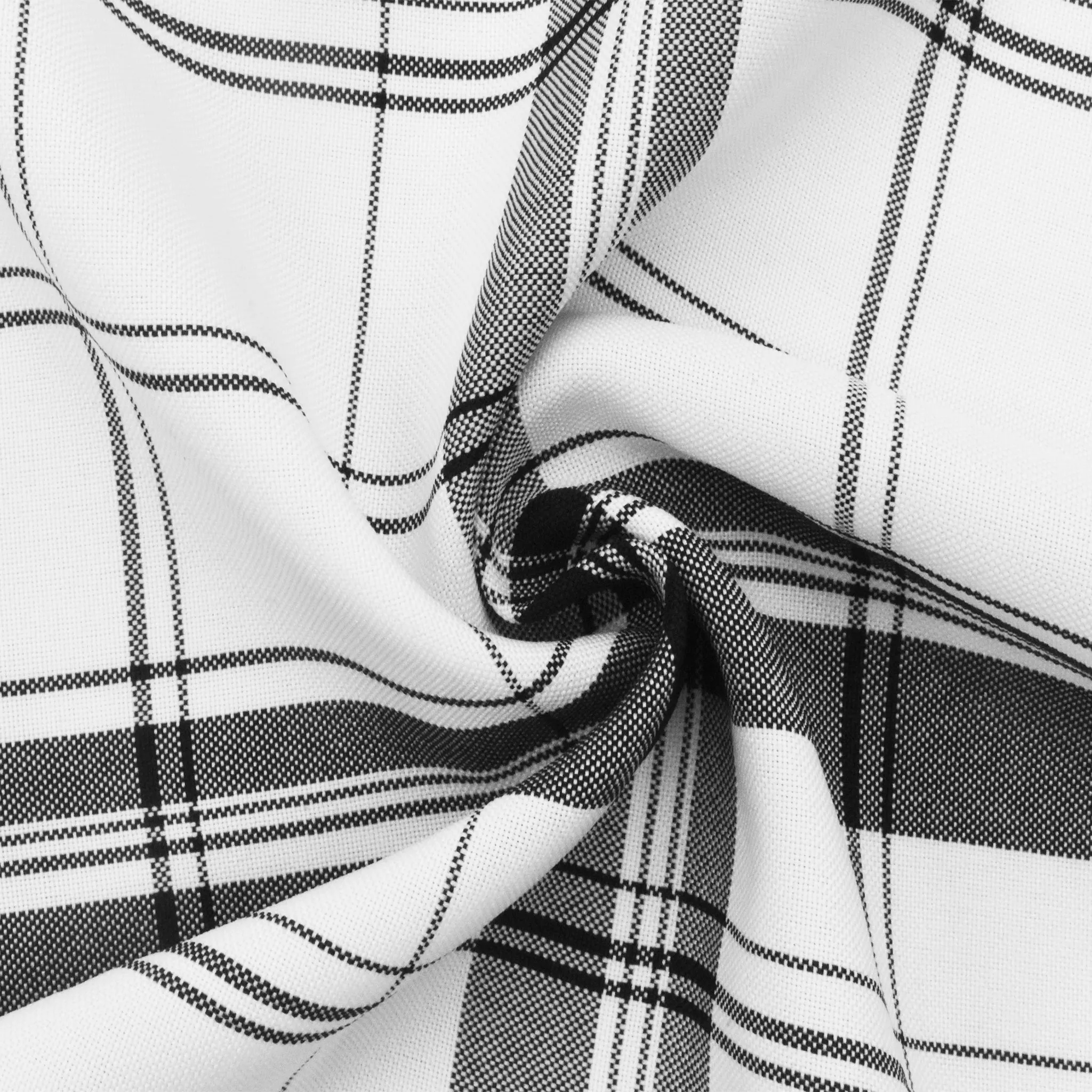 Pure White-Black Plaid Jacketing Woven Fabric