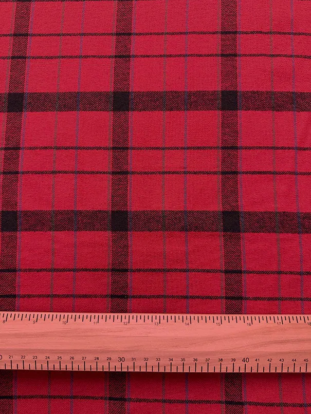 Red Multi Yarn Dyed Plaid Flannel Fabric