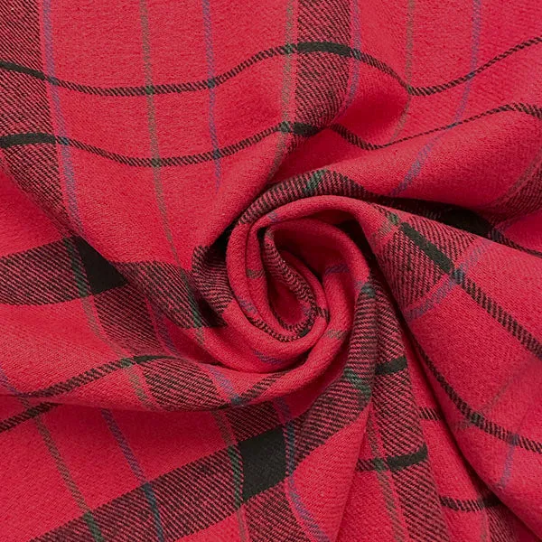 Red Multi Yarn Dyed Plaid Flannel Fabric