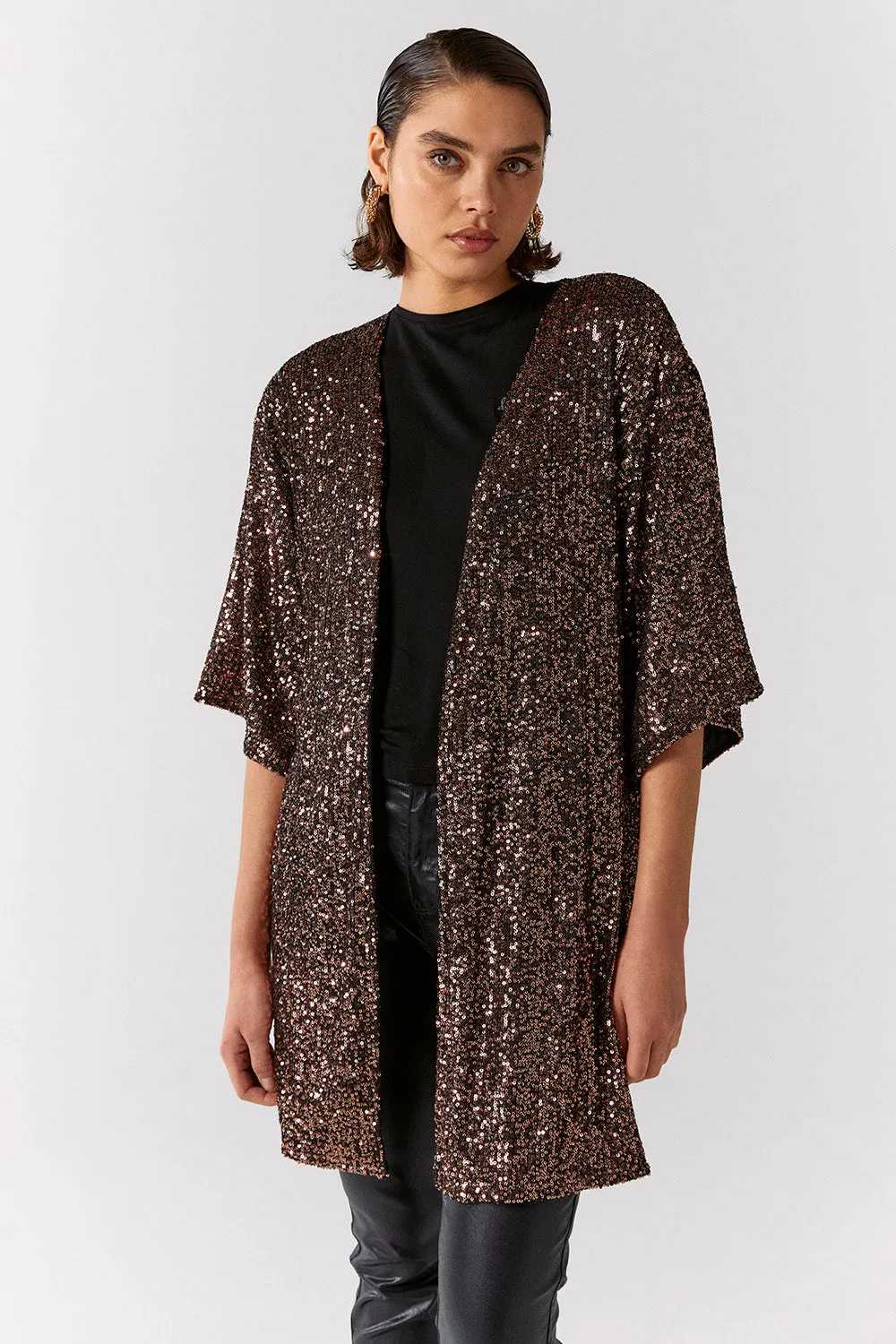 Rose Gold Sequin Kimono