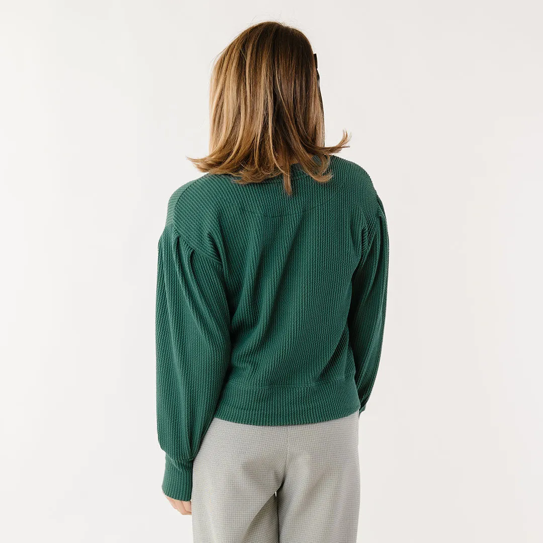 Serena Ribbed Top, Hunter Green