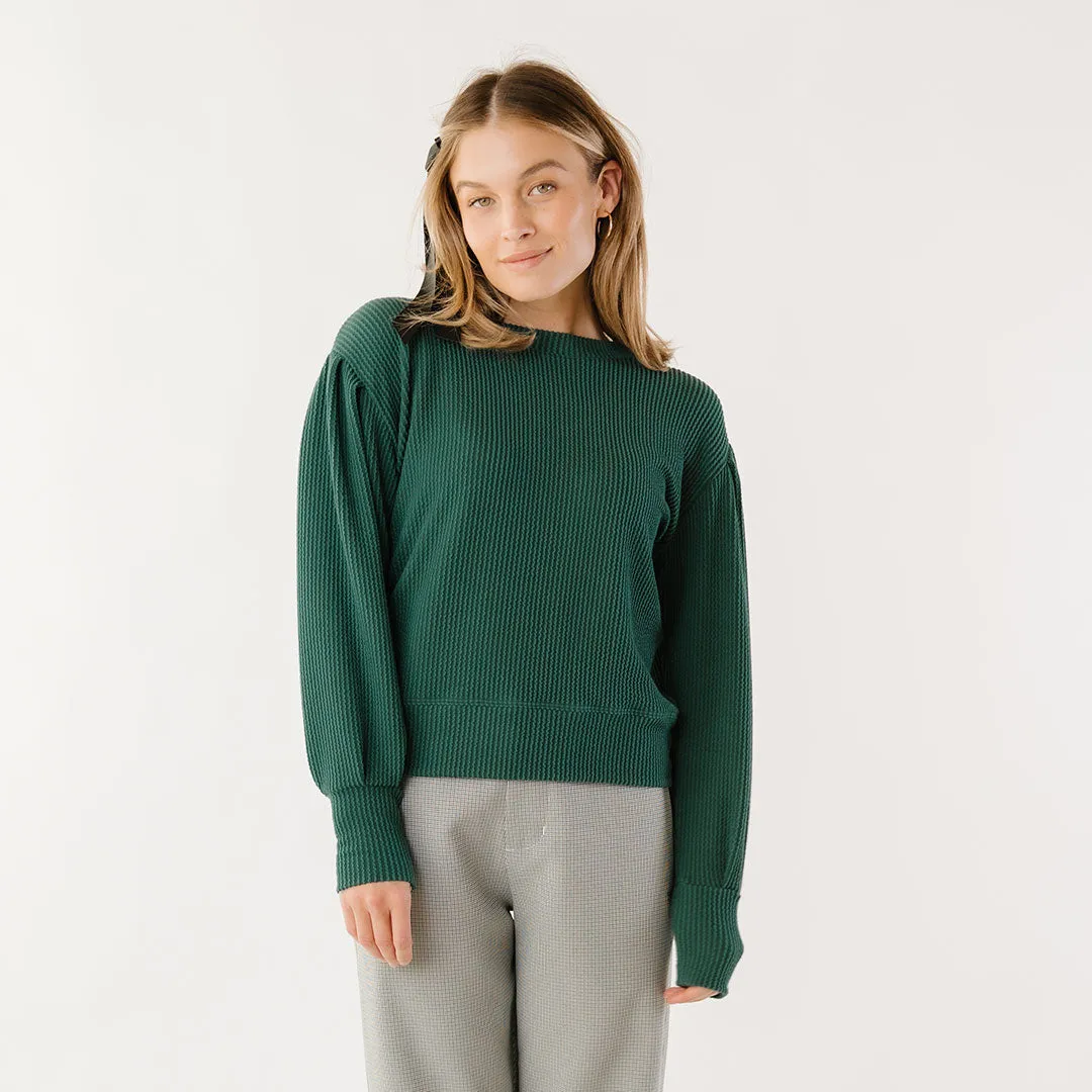 Serena Ribbed Top, Hunter Green