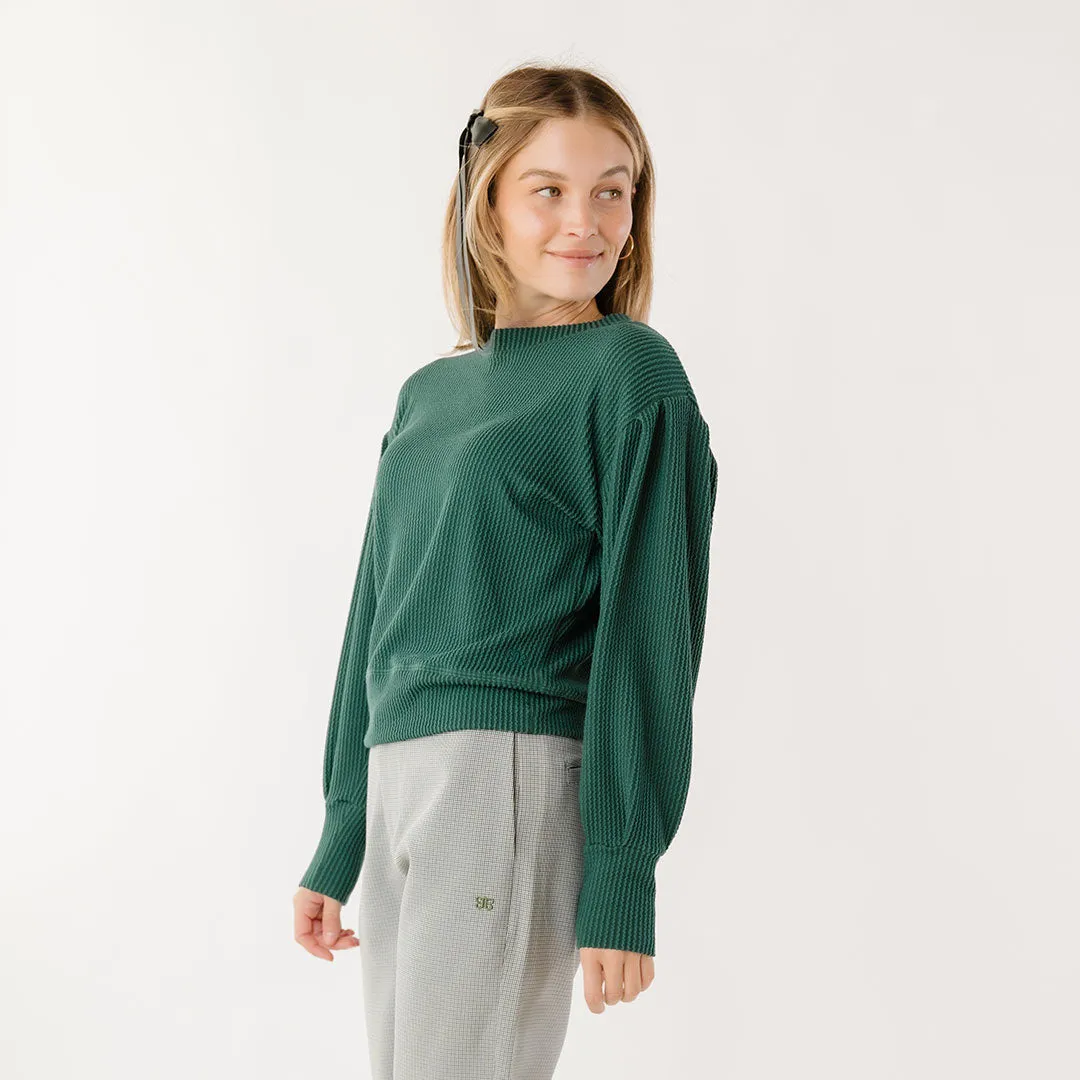 Serena Ribbed Top, Hunter Green