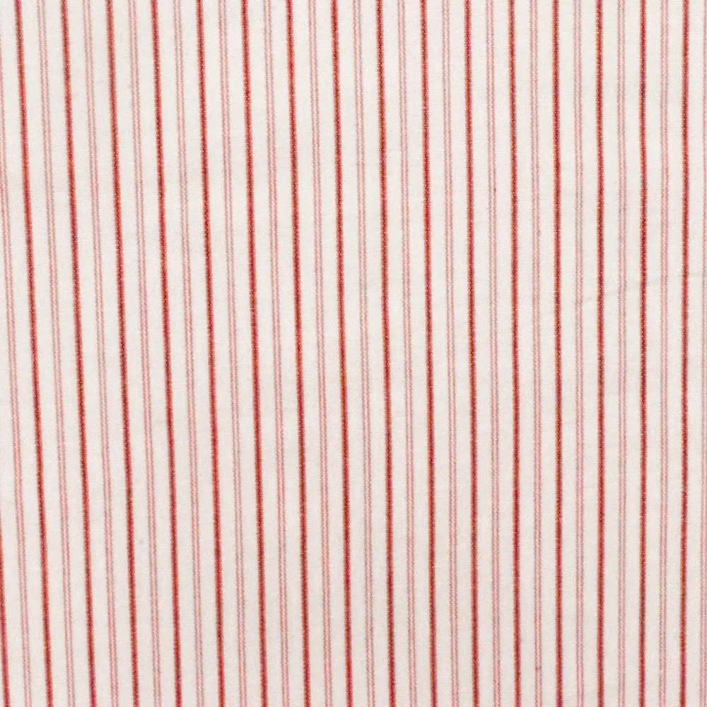 Simple Red-White-Pink Stripe Stretch Cotton Broadcloth Woven Fabric