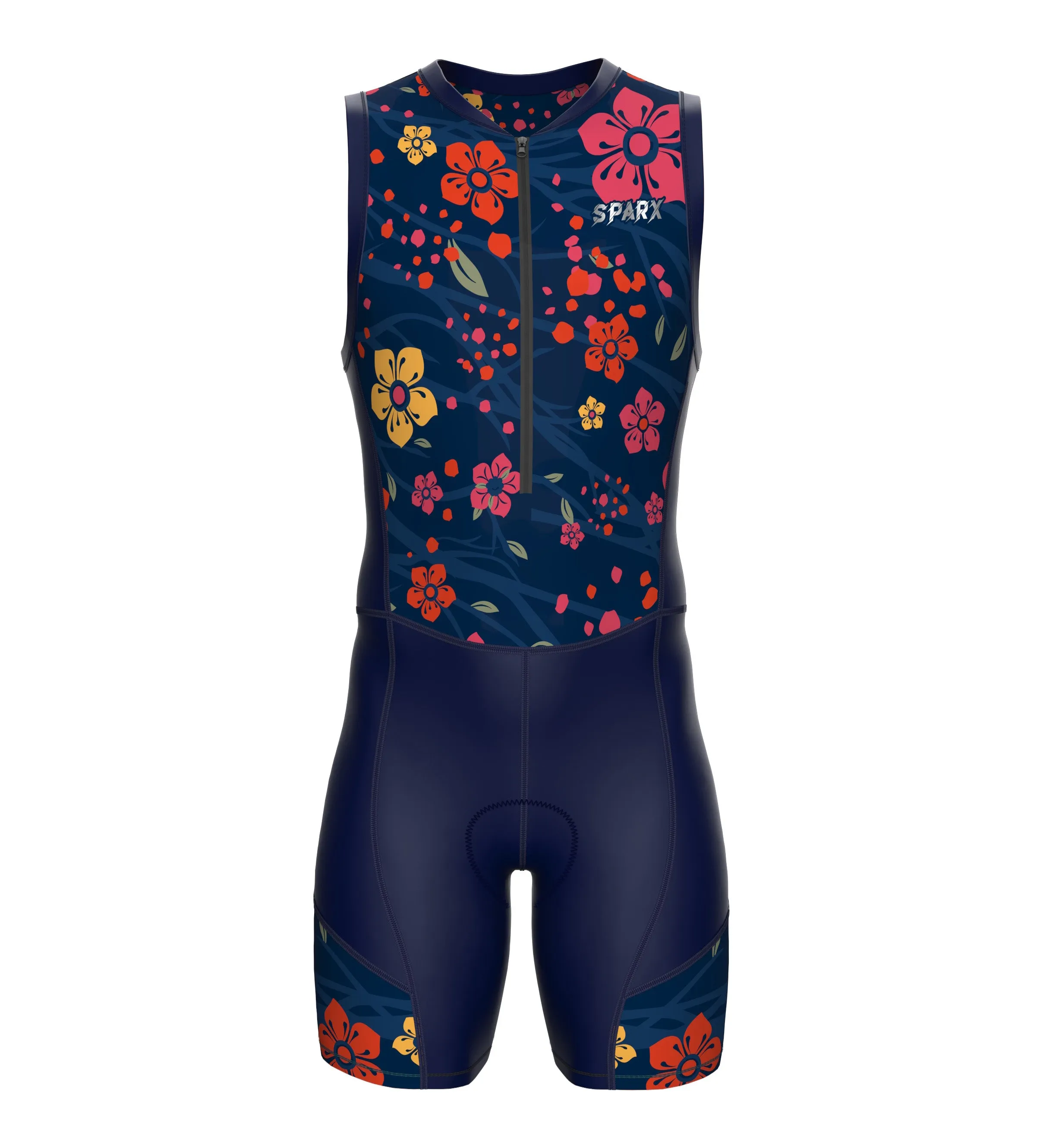 Sparx Men`s Floral Triathlon Suit Trisuit Race Skinsuit Cycling Speed Suit Italian Fabric Trisuit