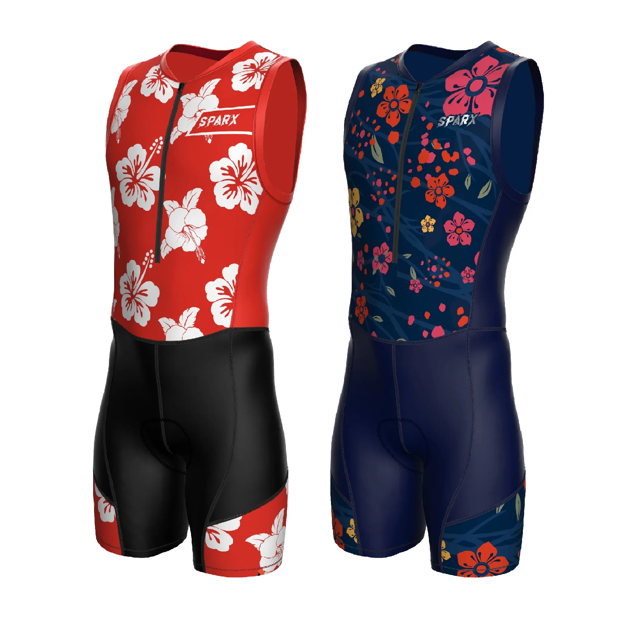 Sparx Men`s Floral Triathlon Suit Trisuit Race Skinsuit Cycling Speed Suit Italian Fabric Trisuit