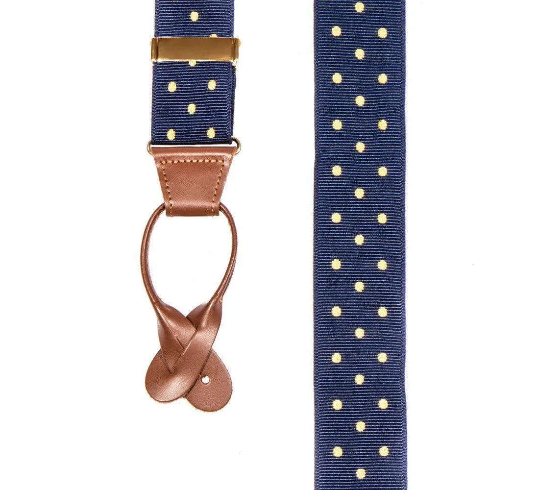 Spot of Sunshine- Spotted Navy & Yellow Suspenders