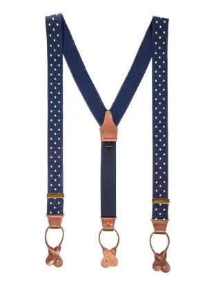 Spot of Sunshine- Spotted Navy & Yellow Suspenders