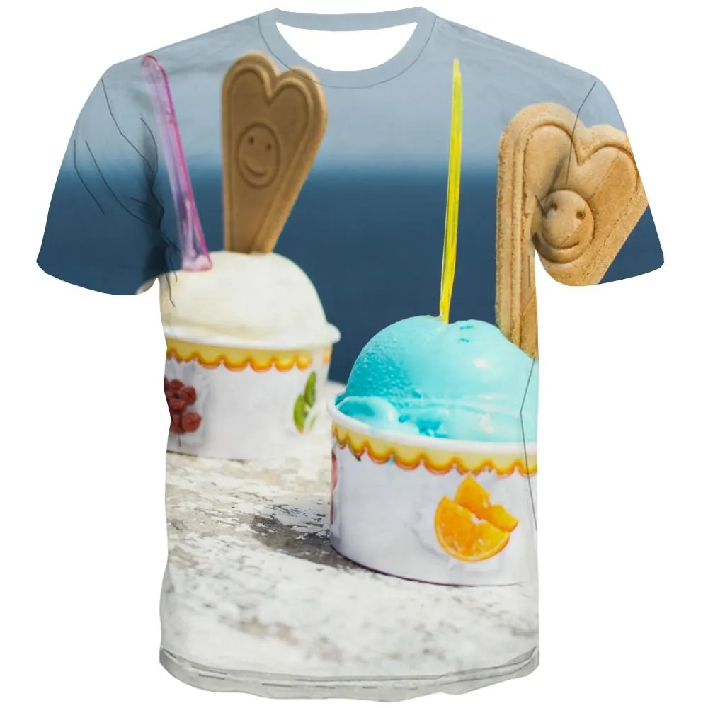 Sweet T shirts Men Gourmet Tshirt Printed Icecream Tshirts Cool Colourful T-shirts 3d