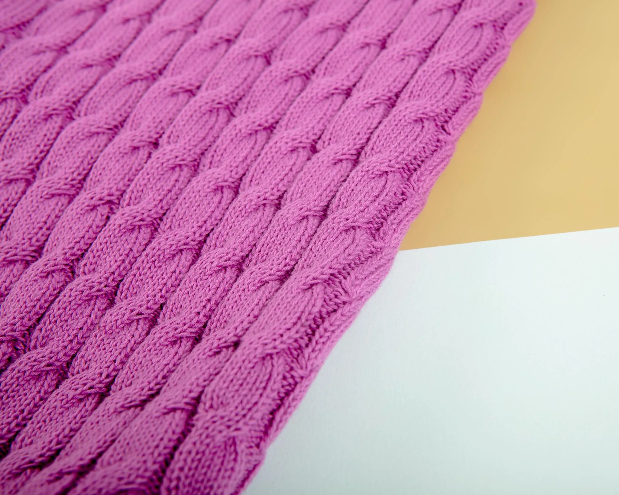 The Uptown Cable Knit Sweater in Radiant Orchid American Cotton (Made in NYC)