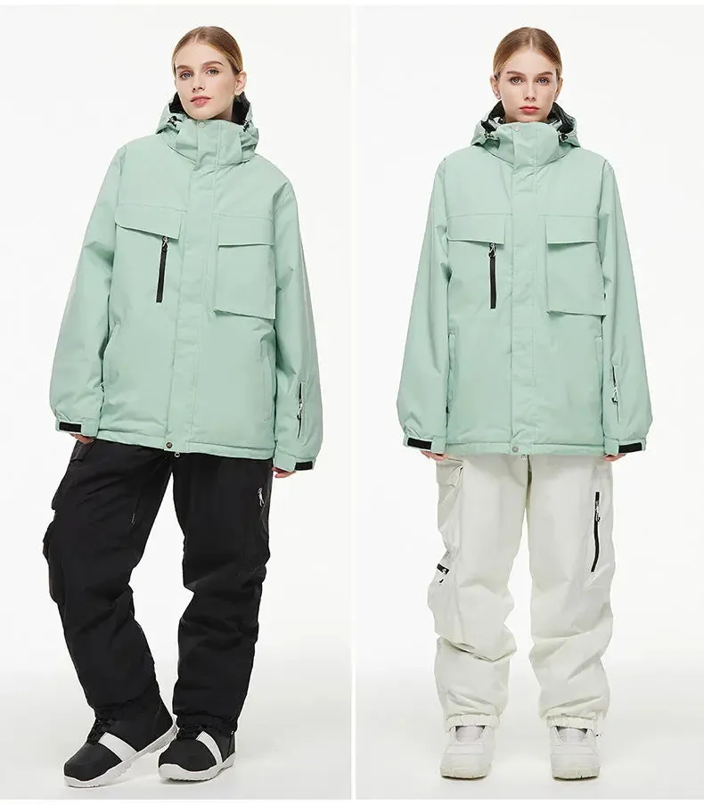 Unisex Big Cargo Pocket Snow Coat & Pants Set