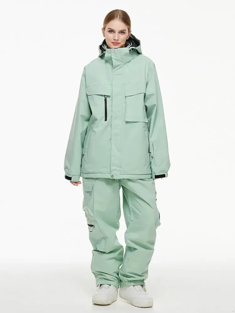 Unisex Big Cargo Pocket Snow Coat & Pants Set