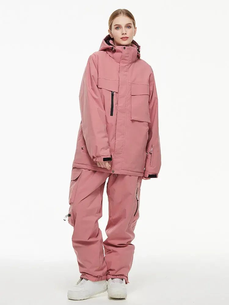 Unisex Big Cargo Pocket Snow Coat & Pants Set