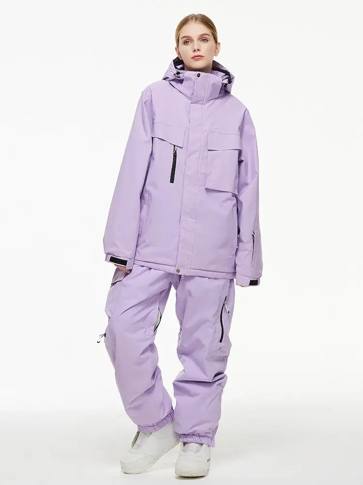 Unisex Big Cargo Pocket Snow Coat & Pants Set