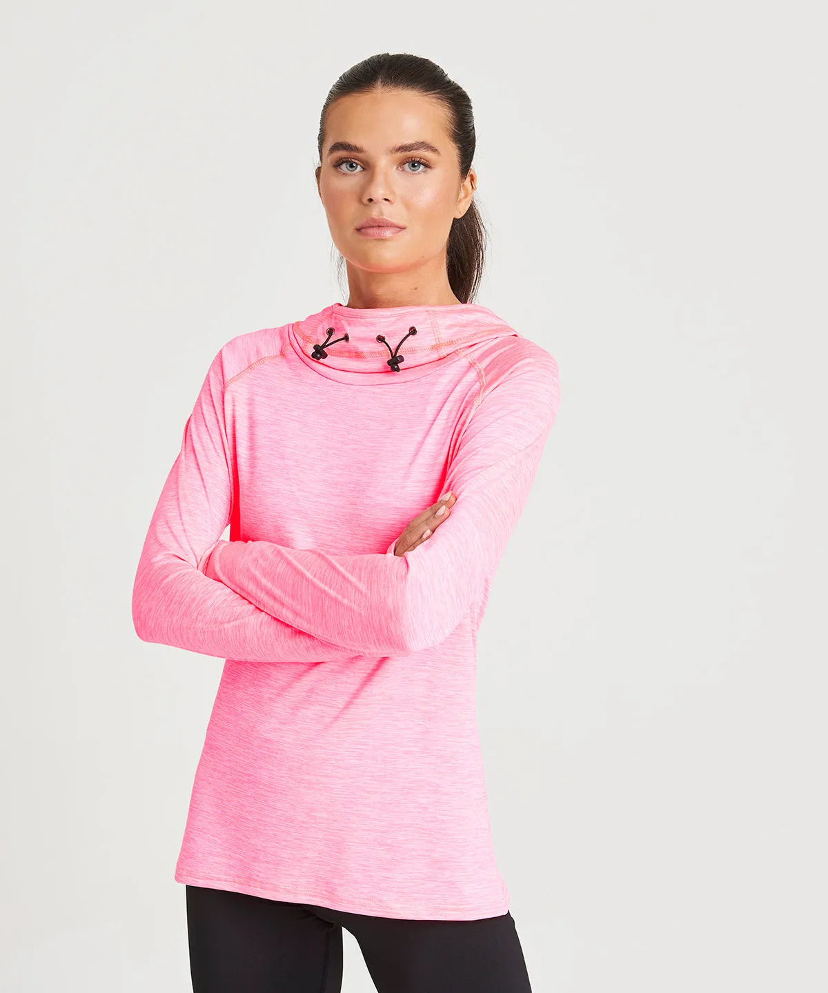 Womens cool cowl neck top | Electric Pink Melange