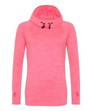 Womens cool cowl neck top | Electric Pink Melange